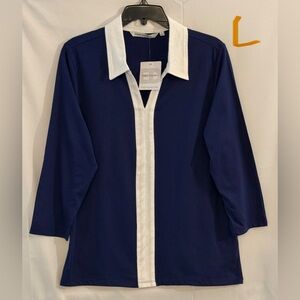 Classic Navy and White Button Down Shirt